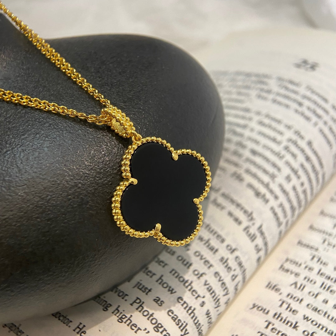 [Rosla]CLOVER 25MM NECKLACE GOLD ONYX