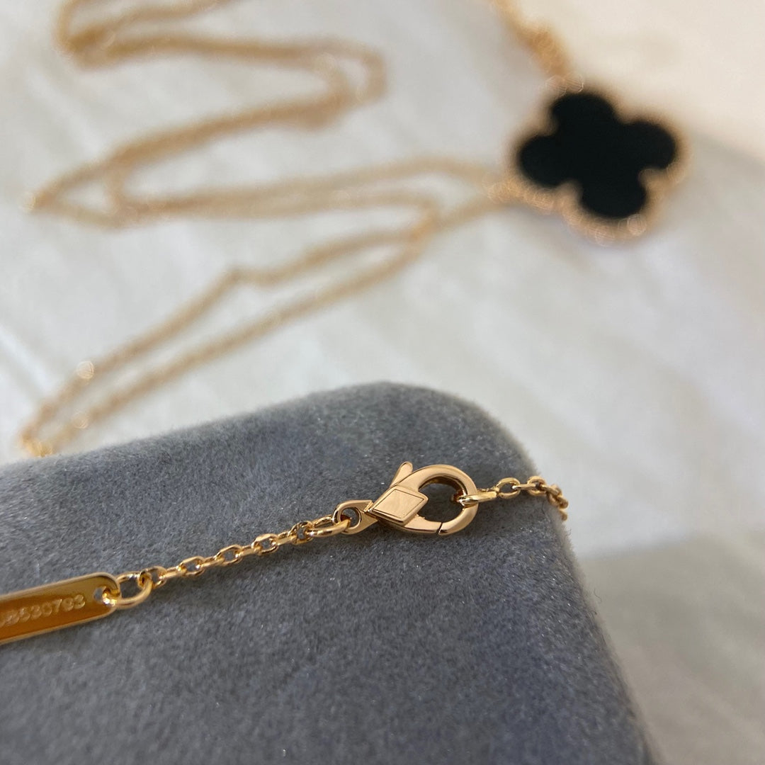 [Rosla]CLOVER 25MM NECKLACE GOLD ONYX