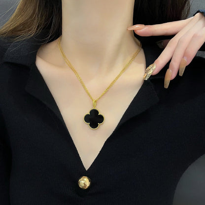 [Rosla]CLOVER 25MM NECKLACE GOLD ONYX