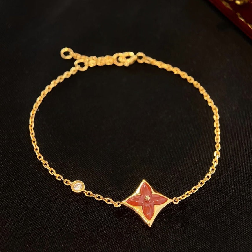 [Rosla]COLOR STAR CARNELIAN PINK GOLD DIAMOND BRACELET