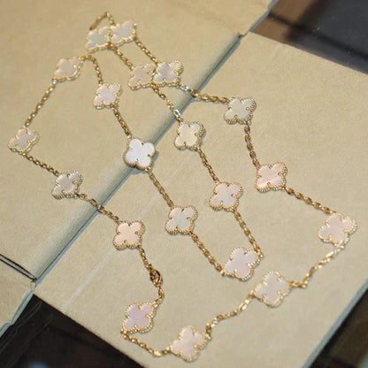 [Rosla]CLOVER 20 MOTIFS WHITE MOP NECKLACE