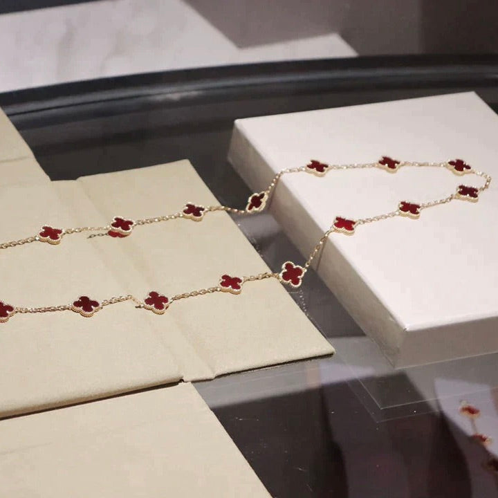 [Rosla]CLOVER 20 MOTIFS CARNELIAN NECKLACE