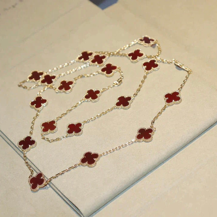 [Rosla]CLOVER 20 MOTIFS CARNELIAN NECKLACE