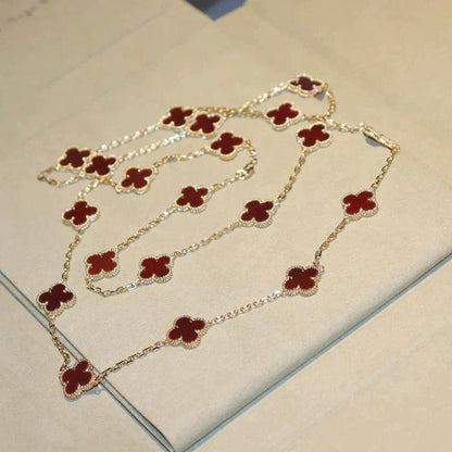 [Rosla]CLOVER 20 MOTIFS CARNELIAN NECKLACE