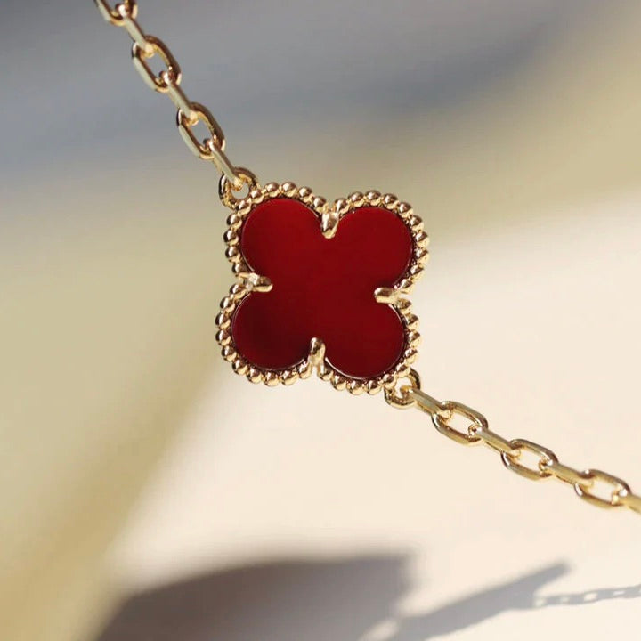 [Rosla]CLOVER 20 MOTIFS CARNELIAN NECKLACE
