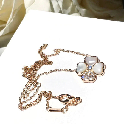 [Rosla]CLOVER MOP DIAMOND ROSE GOLD NECKLACE