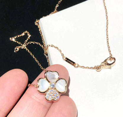 [Rosla]CLOVER MOP DIAMOND ROSE GOLD NECKLACE