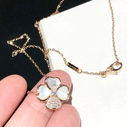 [Rosla]CLOVER MOP DIAMOND ROSE GOLD NECKLACE