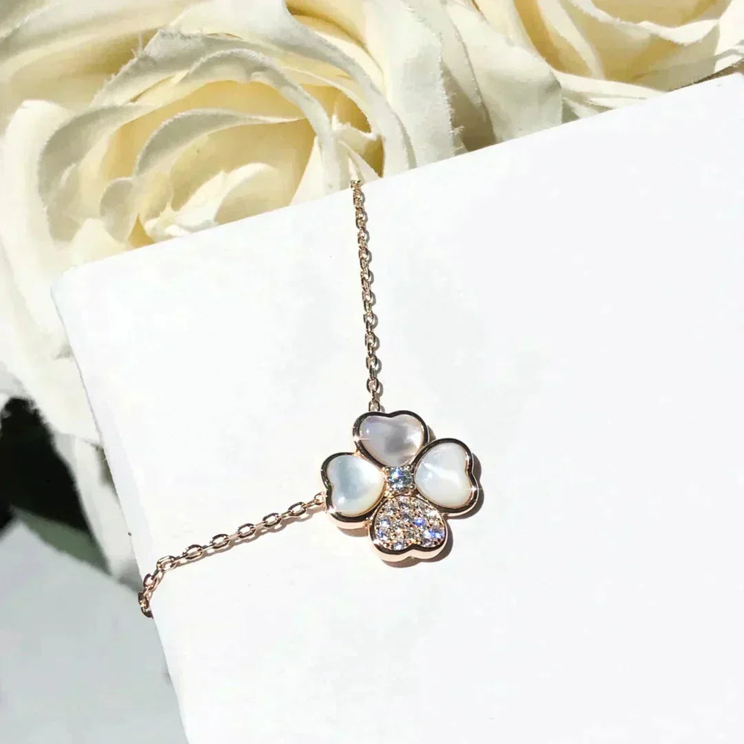 [Rosla]CLOVER MOP DIAMOND ROSE GOLD NECKLACE