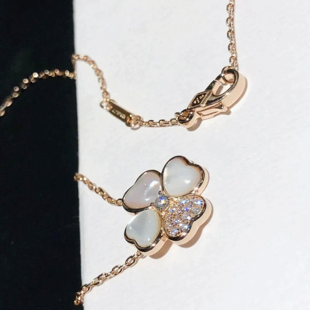 [Rosla]CLOVER MOP DIAMOND ROSE GOLD NECKLACE