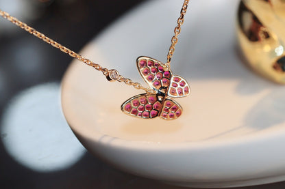 [Rosla]BUTTERFLY RED DIAMOND ROSE GOLD NECKLACE