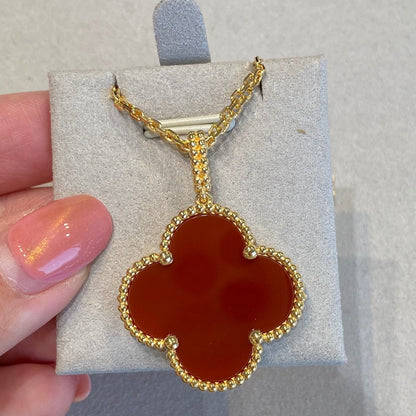 [Rosla]CLOVER 25MM NECKLACE GOLD CARNELIAN