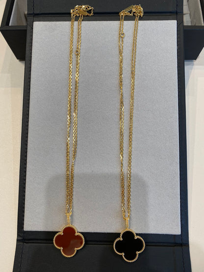 [Rosla]CLOVER 25MM NECKLACE GOLD CARNELIAN