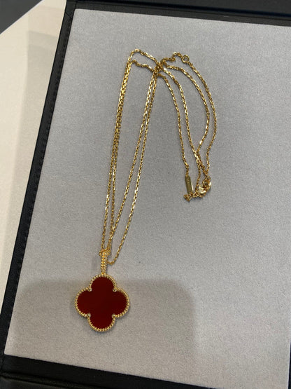 [Rosla]CLOVER 25MM NECKLACE GOLD CARNELIAN
