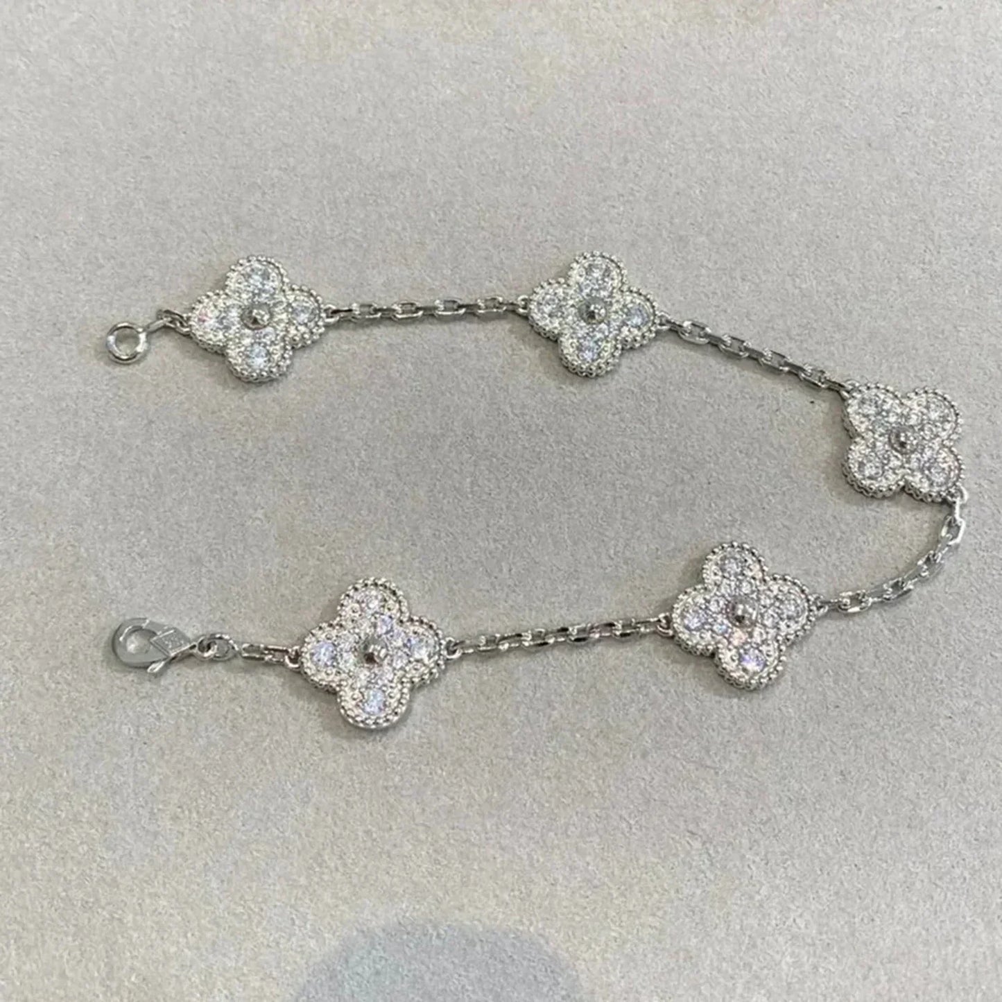 [Rosla]CLOVER 5 MOTIFS  DIAMOND BRACELET SILVER