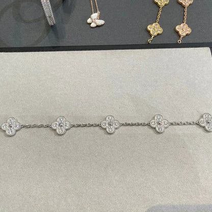 [Rosla]CLOVER 5 MOTIFS  DIAMOND BRACELET SILVER