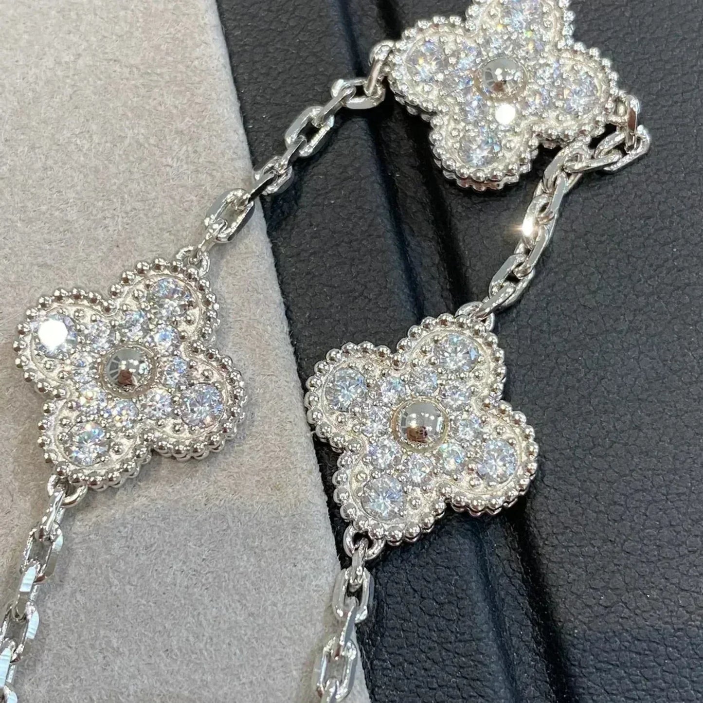 [Rosla]CLOVER 5 MOTIFS  DIAMOND BRACELET SILVER
