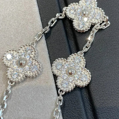 [Rosla]CLOVER 5 MOTIFS  DIAMOND BRACELET SILVER