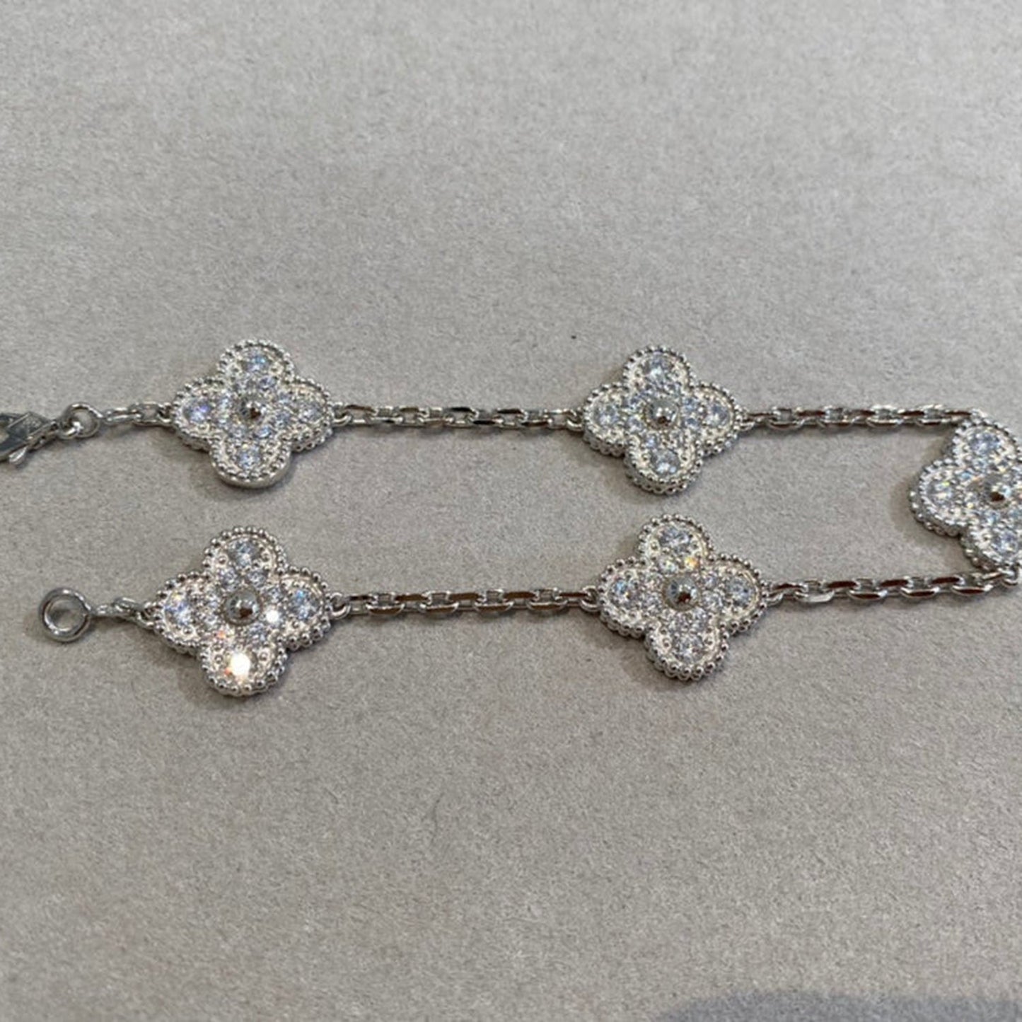 [Rosla]CLOVER 5 MOTIFS  DIAMOND BRACELET SILVER