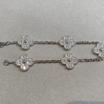 [Rosla]CLOVER 5 MOTIFS  DIAMOND BRACELET SILVER