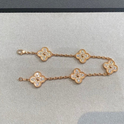 [Rosla]CLOVER 5 MOTIFS  FULL DIAMOND BRACELET