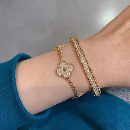[Rosla]CLOVER 5 MOTIFS  FULL DIAMOND BRACELET