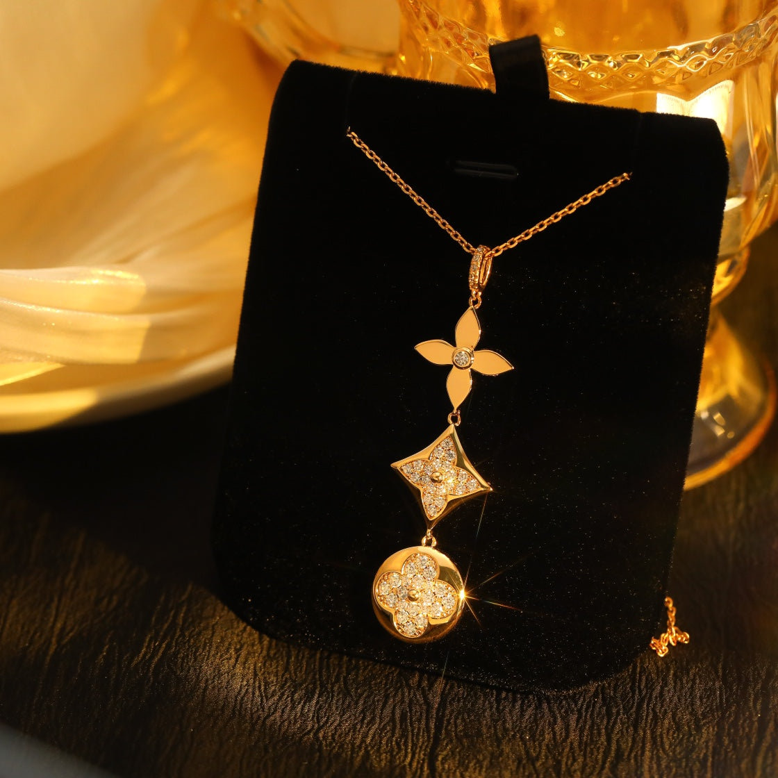 [Rosla]STAR AND SUN DIAMOND PINK GOLD NECKLACE