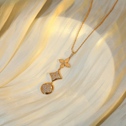 [Rosla]STAR AND SUN DIAMOND PINK GOLD NECKLACE