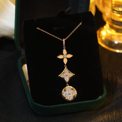 [Rosla]STAR AND SUN DIAMOND PINK GOLD NECKLACE