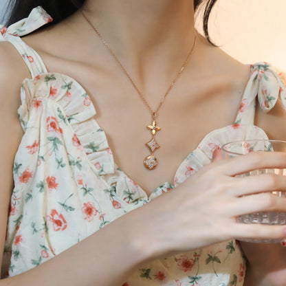 [Rosla]STAR AND SUN DIAMOND PINK GOLD NECKLACE