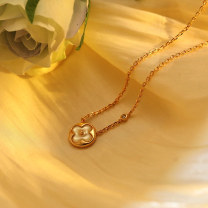 [Rosla]SUN PEDANT PINK GOLD 1 DIAMOND NECKLACE
