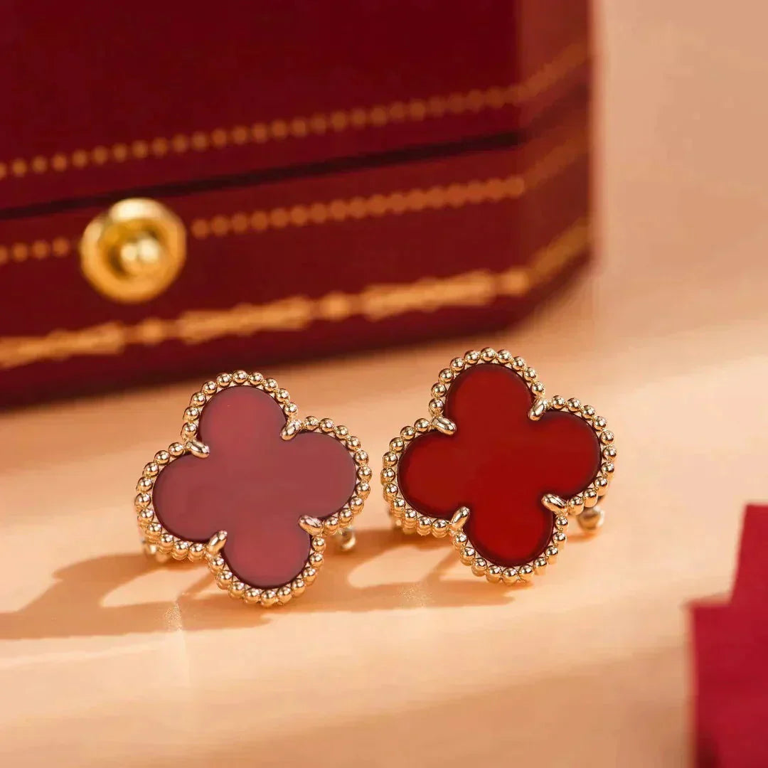 [Rosla]CLOVER MEDIUM 1 MOTIFS CARNELIAN  EARRINGS