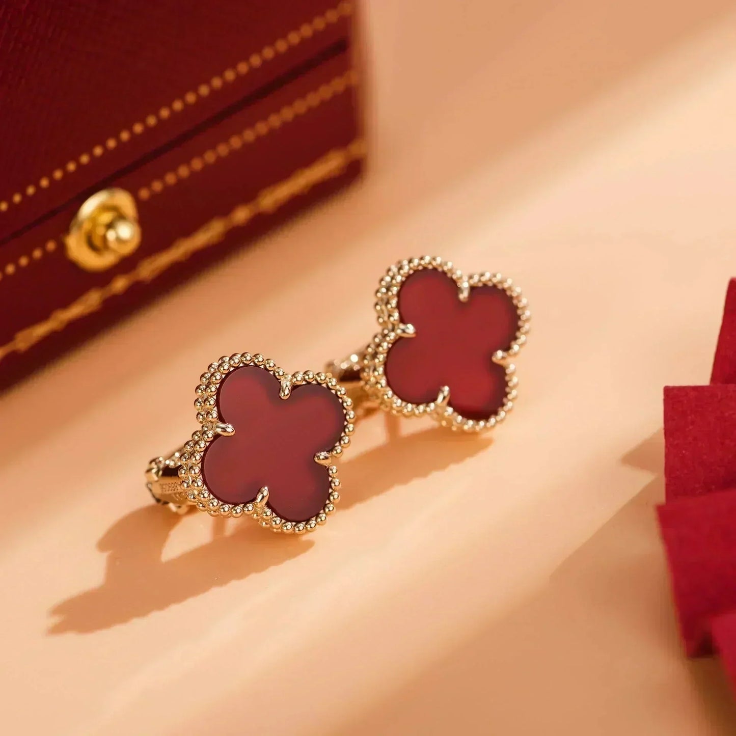 [Rosla]CLOVER MEDIUM 1 MOTIFS CARNELIAN  EARRINGS