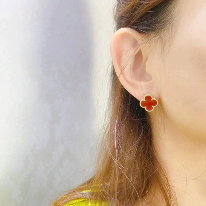[Rosla]CLOVER MEDIUM 1 MOTIFS CARNELIAN  EARRINGS