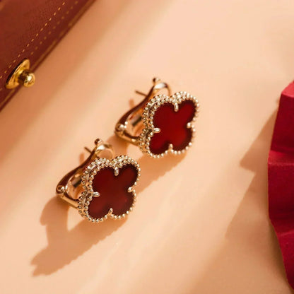 [Rosla]CLOVER MEDIUM 1 MOTIFS CARNELIAN  EARRINGS