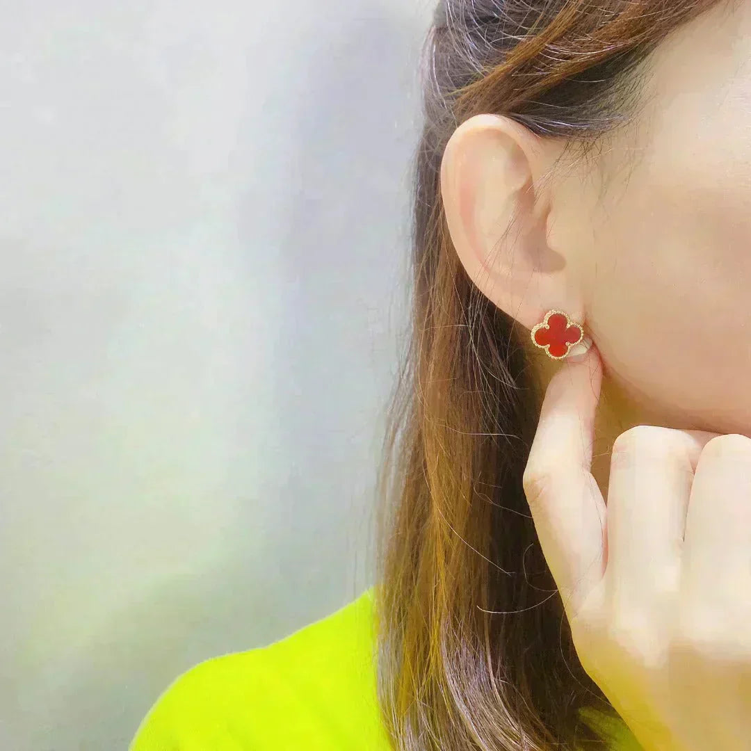 [Rosla]CLOVER MEDIUM 1 MOTIFS CARNELIAN  EARRINGS