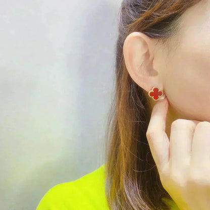 [Rosla]CLOVER MEDIUM 1 MOTIFS CARNELIAN  EARRINGS
