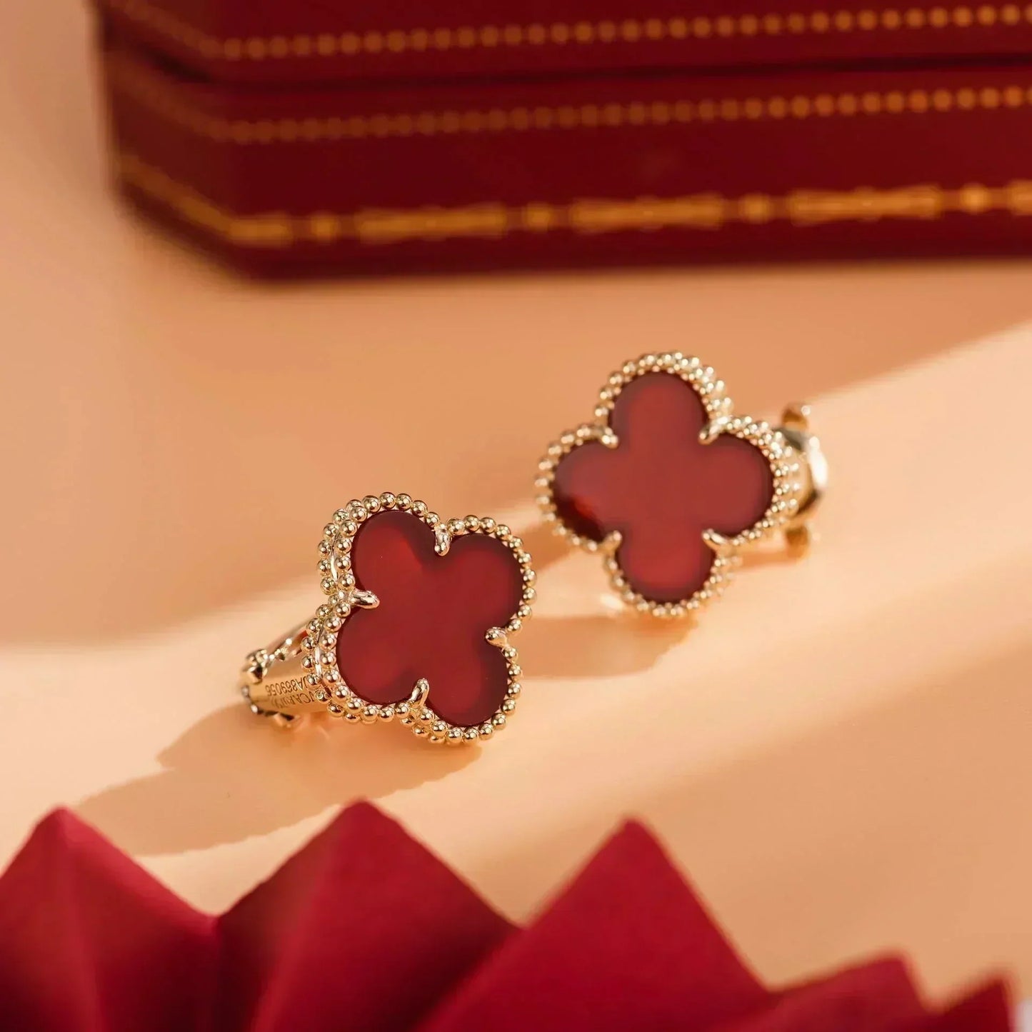 [Rosla]CLOVER MEDIUM 1 MOTIFS CARNELIAN  EARRINGS