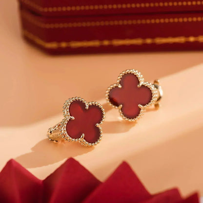 [Rosla]CLOVER MEDIUM 1 MOTIFS CARNELIAN  EARRINGS