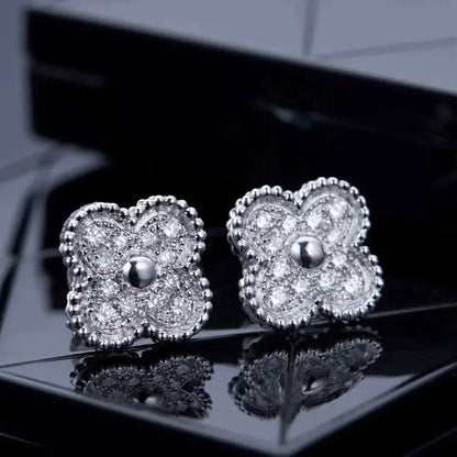 [Rosla]CLOVER 1 MOTIFS DIAMOND STUD EARRINGS SILVER