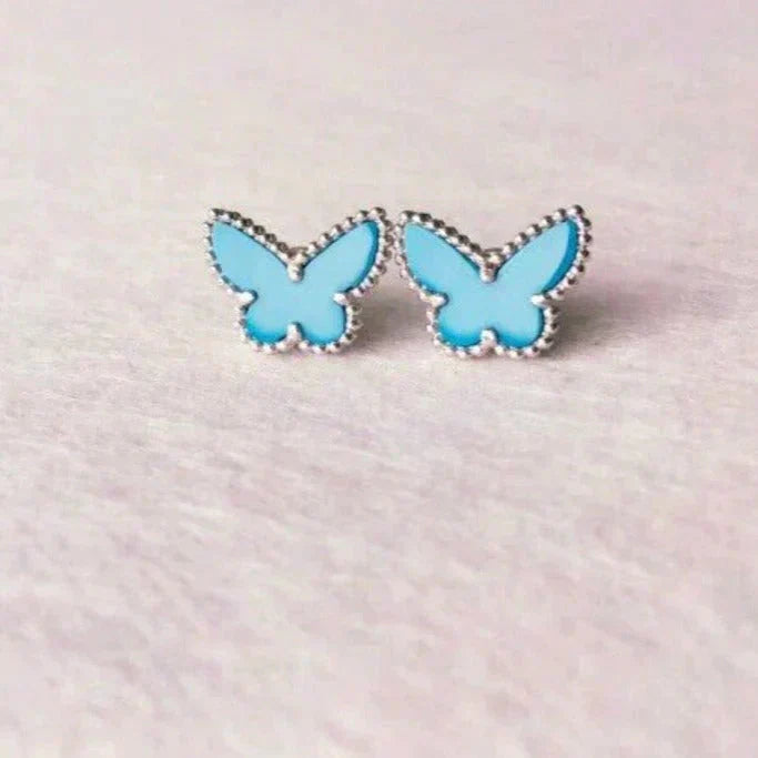 [Rosla]BUTTERFLY TURQUOISE EARRINGS SILVER