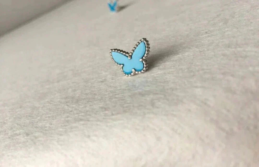 [Rosla]BUTTERFLY TURQUOISE EARRINGS SILVER