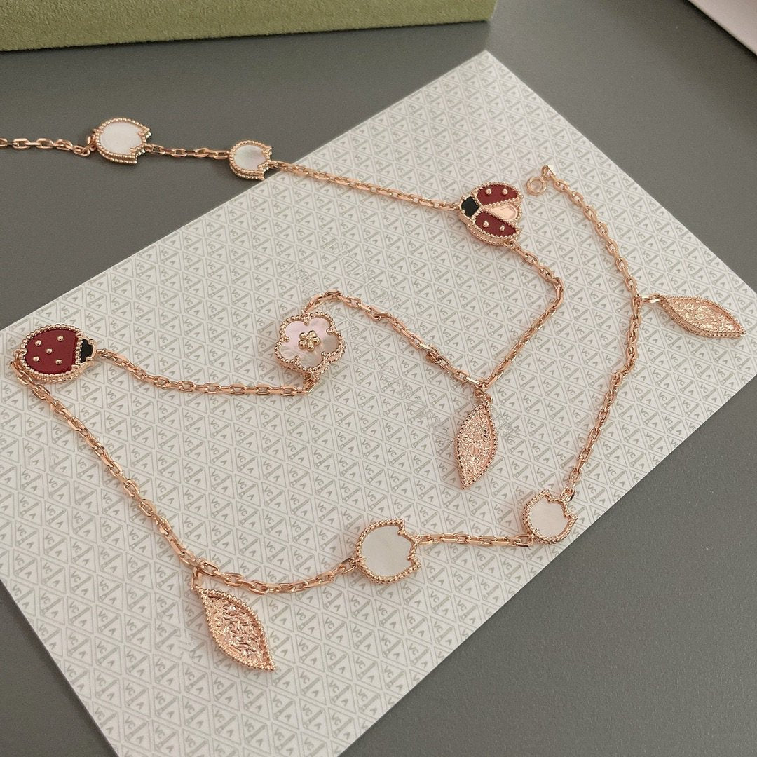 [Rosla]LUCKY SPRING 15 MOTIFS ROSE GOLD NECKLACE
