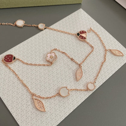 [Rosla]LUCKY SPRING 15 MOTIFS ROSE GOLD NECKLACE