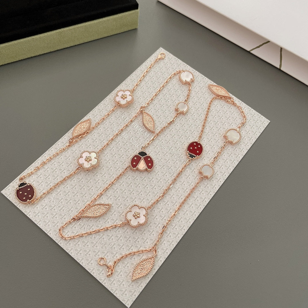 [Rosla]LUCKY SPRING 15 MOTIFS ROSE GOLD NECKLACE