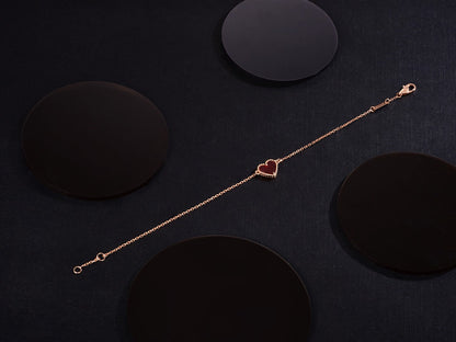 [Rosla]HEART CARNELIAN PINK GOLD BRACELET