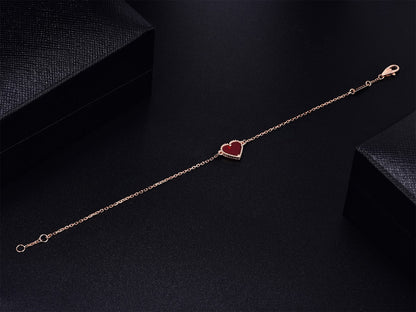 [Rosla]HEART CARNELIAN PINK GOLD BRACELET