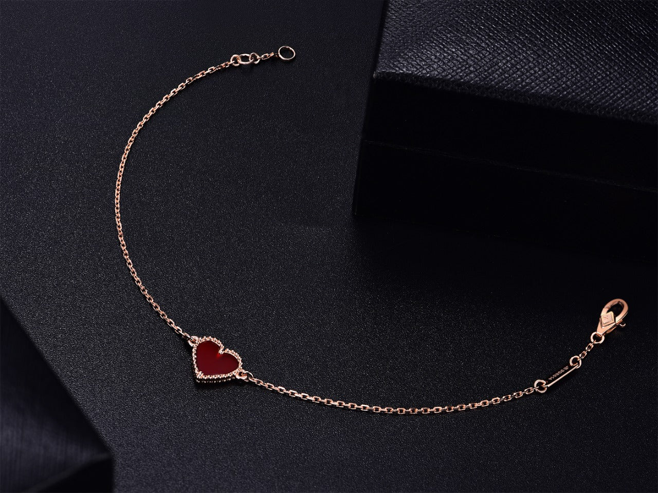 [Rosla]HEART CARNELIAN PINK GOLD BRACELET