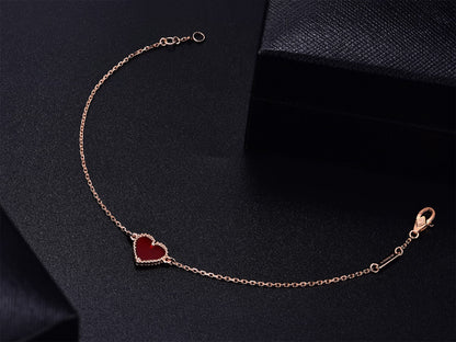 [Rosla]HEART CARNELIAN PINK GOLD BRACELET