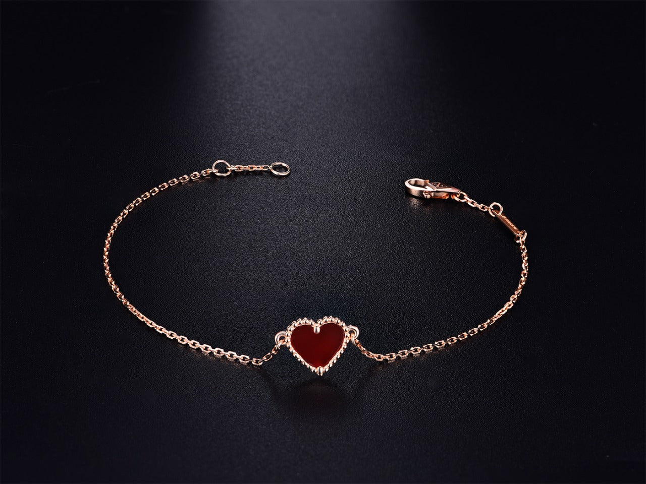 [Rosla]HEART CARNELIAN PINK GOLD BRACELET